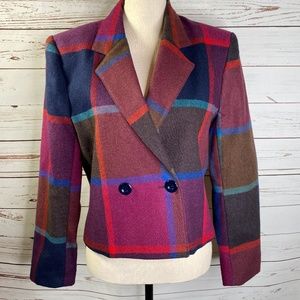Vintage 80's City Girl Plaid Cropped Blazer 9/10